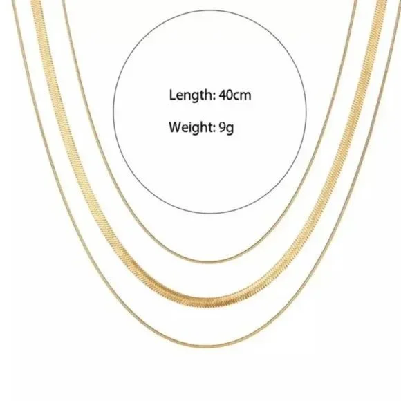 NEW 3 LAYERS 18K GOLD SNAKE CHAIN NECKLACE, NICE NECKLACE, CUTE NECKLACE - Picture 6 of 6